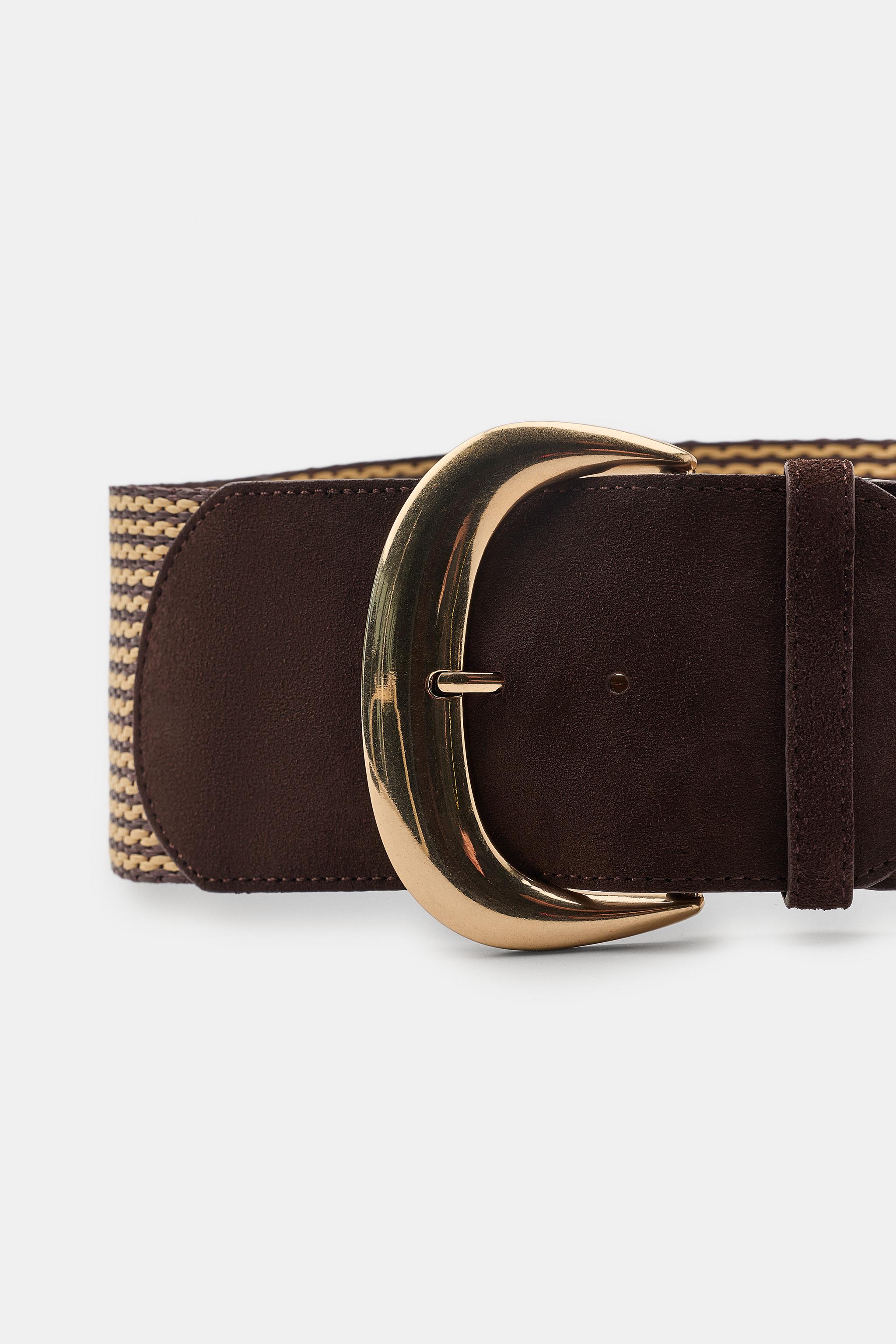 CEINTURE EN CROÛTE DE CUIR ET RAFFIA